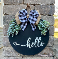 Hello Welcome Wood Round Door Hanger Porch Sign Wall Sign