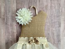 Load image into Gallery viewer, Ivory Cream Tan Burlap Bow Holder for Girls, Clip Organizer, Tutu Hairbow Organizer
